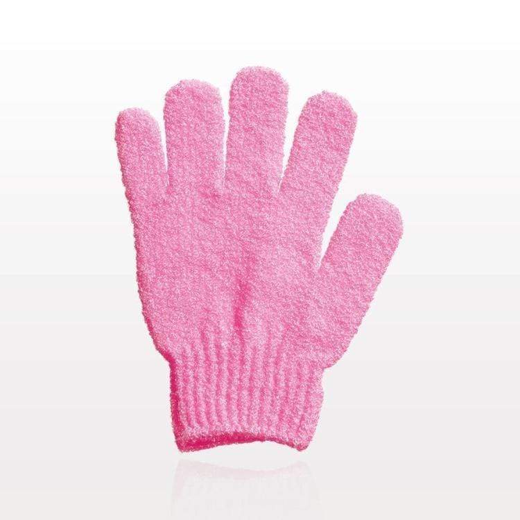 Pink exfoliating facial glove