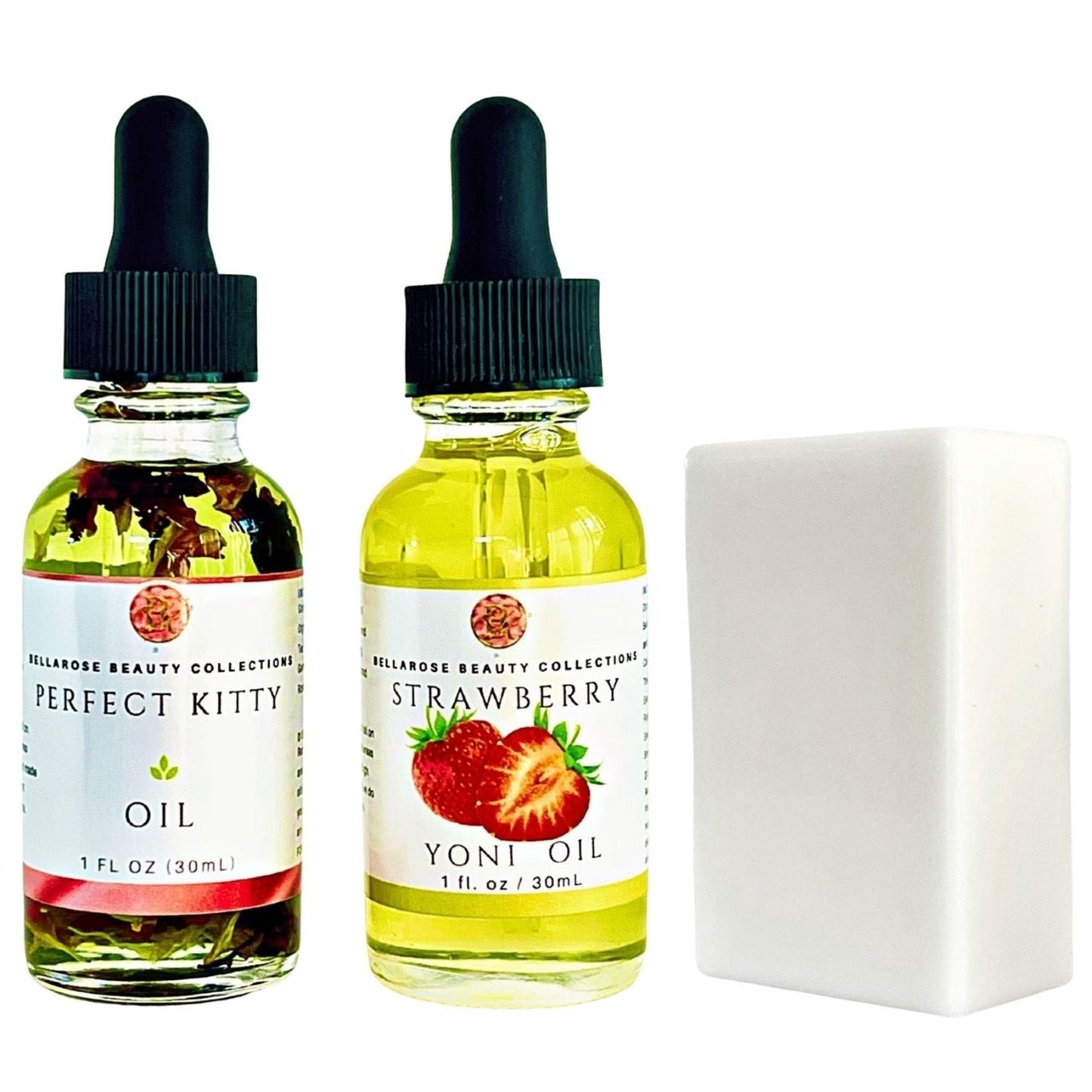 Wet On Demand Bundle #2 (Perfect Kitty Oil 1oz + Strawberry Yoni Oil 1oz + Perfect Yoni Soap All White 6oz) Fast Results!
