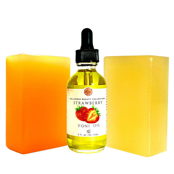 Tropic Yoni Bundle | Strawberry Yoni Oil 2oz + (Peach Yummy Yoni Soap Bar 6oz) + (Sweet Pineapple Yoni Soap Bar 6oz) New & Fast results!