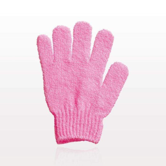 Pink exfoliating facial glove